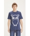 Knowledge Cotton Apparel T-Shirt Alder Owl Tee Insigna Blue