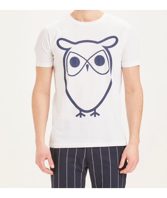 Knowledge Cotton Apparel T-Shirt Alder Owl Tee Bright White