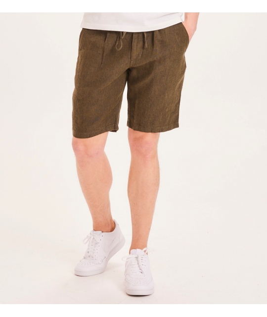 Knowledge Cotton Apparel Short FIG Linen Forrest Night