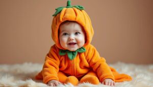 découvrez notre déguisement citrouille pour bébé, un costume doux et confortable parfait pour célébrer halloween en toute douceur.